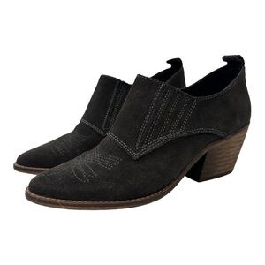Anthropologie Sixtyseven Gray Suede Cowgirl Ankle Bootie 6